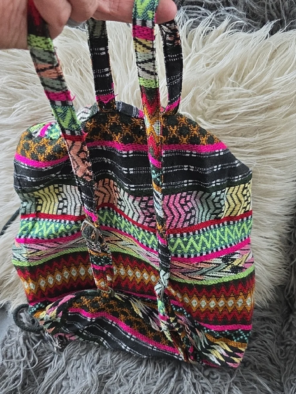 Boho Embroidered Drawstring Backpack - Multicolor - Picture 4 of 4